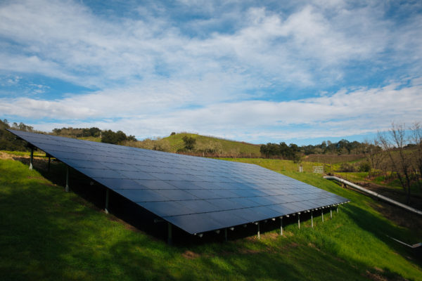 New solar array installed on the berm of our dam at Seavey in 2016